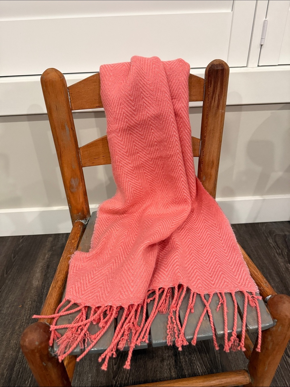 Vintage Lands’ End Coral Pink Herringbone Scarf